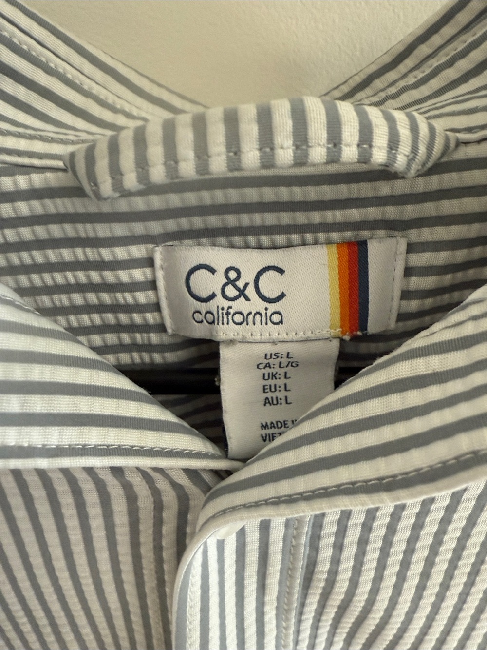 C&C California Men's Short-Sleeve Striped Button-Up Shirt in Light Blue - Picture 2 of 2
